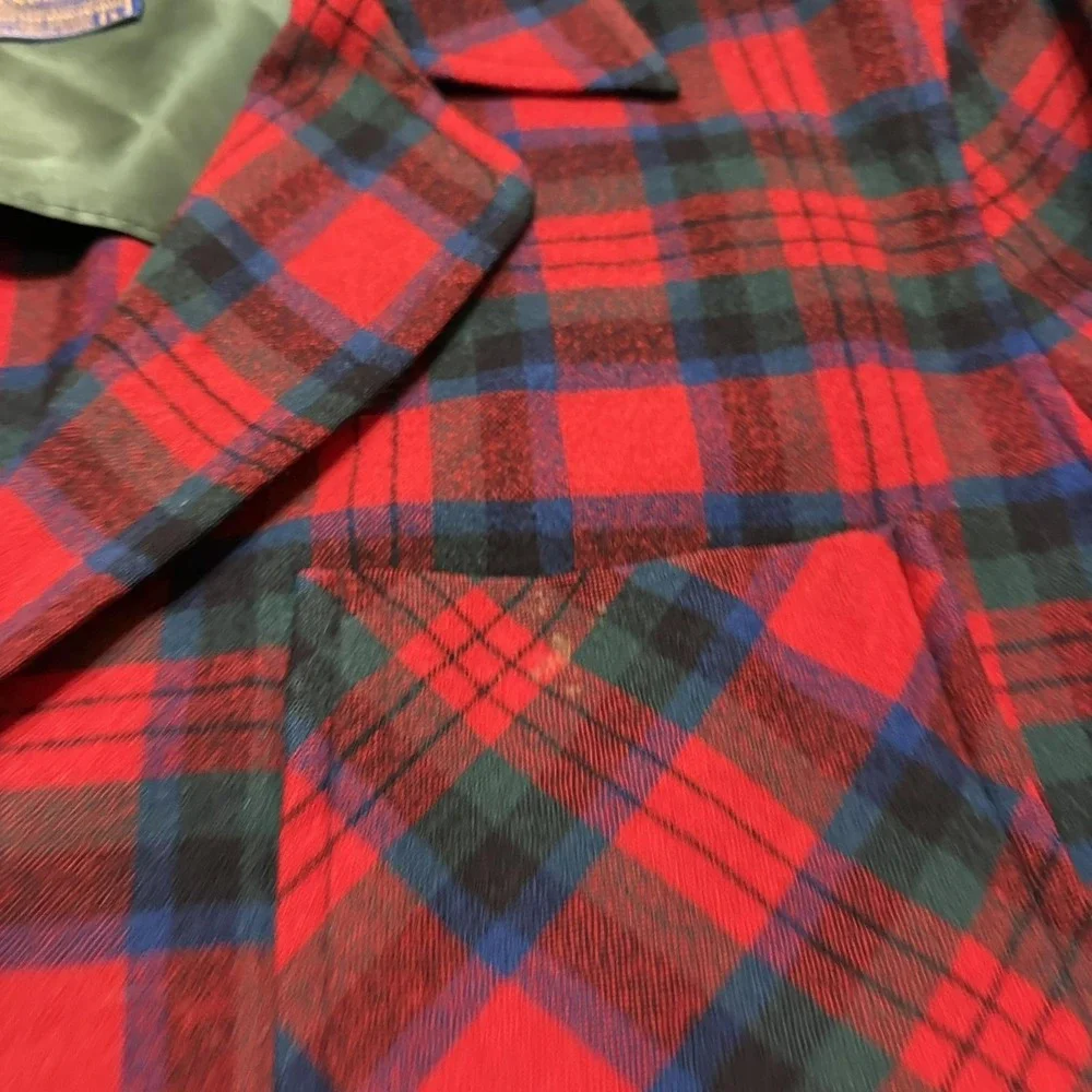 Vtg Pendleton Blazer Jacket Mens Large Red Plaid Wool Hunting Sport Coat 50s 60s